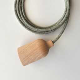 Plug in Pendant Light - Natural Wood Hanging Fabric Cable Wall Cord & Modern E27 Wooden Lamp Holder, Unique Reading, Ambient Mood Lighting