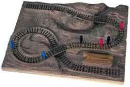 Walnut 3D Railroad 3-Track Cribbage Board