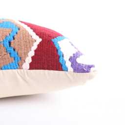 Handwoven Kilim Lumbar Pillow Cover Vintage Turkish Rug, 12x24 - thumbnail 4