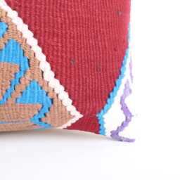 Handwoven Kilim Lumbar Pillow Cover Vintage Turkish Rug, 12x24 - thumbnail 2