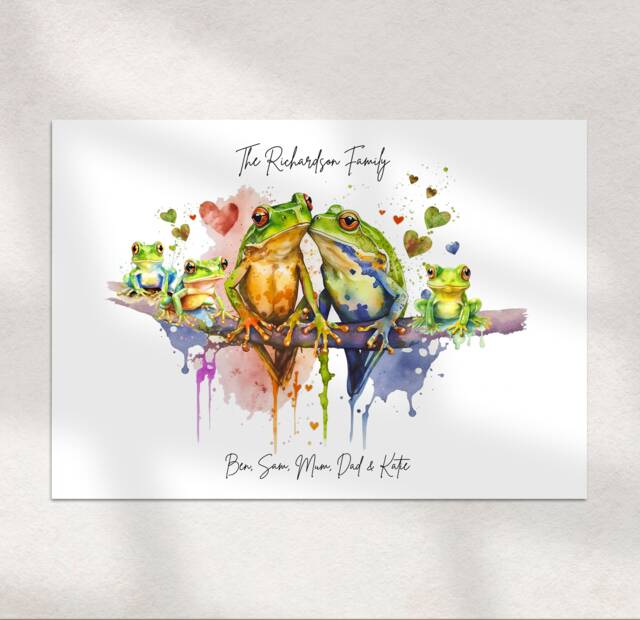Personalized Frog Family Print Custom Toad Wall Art - image 1