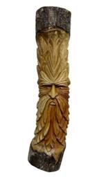 Hand Carved Wooden Green Man Wall Plaque Log Statue Half - Various Sizes. Outdoor Garden Sculpture - thumbnail 2