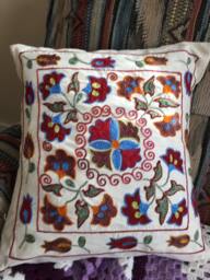Suzani Pillowcase Real Uzbek Suzani Embroidered in Nurata, Bukhara, Samarkand, Shakhrisabz - thumbnail 1