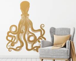 Large Octopus Wall Decal - Gold Vinyl Decal, Silver Decals, Stickers, Decor, Decor For Gifts & More - thumbnail 1
