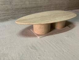 "Oval Marble Coffee Table - Guitar Pick Shape White Carrara, Black Marquina, Viola, Gold, Grey 55""x31.5""x15"