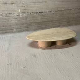 "Oval Marble Coffee Table - Guitar Pick Shape White Carrara, Black Marquina, Viola, Gold, Grey 55""x31.5""x15" - thumbnail 3