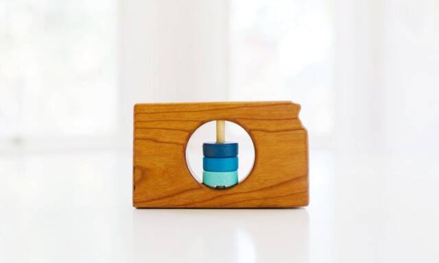 Kansas State Wooden Baby Rattle Modern Organic Toy - image 1