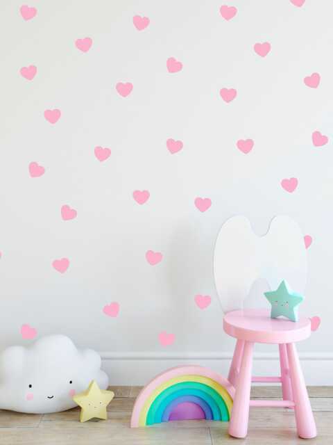 Hearts Decal - Choose Your Color, Scandinavian Design, Girly Wall Decal, Gold Decals, Decals Nursery, Geometric Sticker - image 1