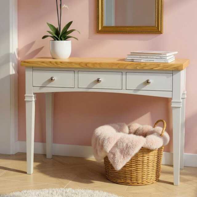 Oak Top Dressing Table Solid Wood Vanity Desk - image 1