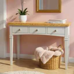Oak Top Dressing Table Solid Wood Vanity Desk