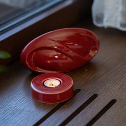 Red Ceramic Handmade Candleholder For Tealight Candles ~ Pottery Candle Holder Home Fragrance ~Home Decor Gift, Housewarming Gift -Caleo - thumbnail 2