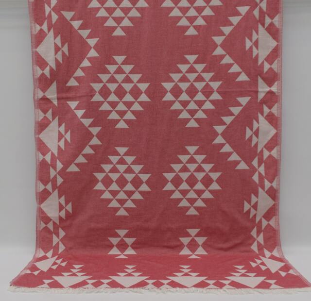 "Turkish Towel, Kilim Patterned Towel, Peshtemal, Geometric Towel, Aztec Towel, Double Face Towel, 36""x67" - image 1