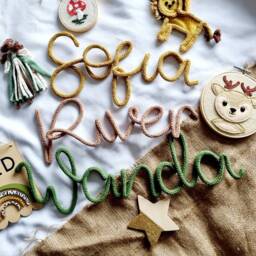 Knitted Name Sign L Nursery Kids Room Decor Children's Wall Art - thumbnail 4