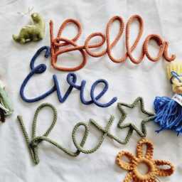 Knitted Name Sign L Nursery Kids Room Decor Children's Wall Art - thumbnail 2