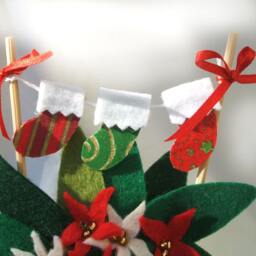 Felt Poinsettia Flower Pot Christmas Table Decoration With Stocking Bunting - thumbnail 2
