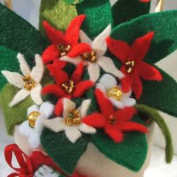 Felt Poinsettia Flower Pot Christmas Table Decoration With Stocking Bunting - thumbnail 3
