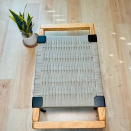 Hand-Woven Entryway Bench Mcm Style End Of Bed & Mudroom Seating - Custom-Made, Multiple Sizes - thumbnail 3