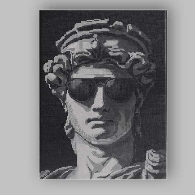 Monochrome Pixel Art Portrait With Aviator Goggles Retro Digital Illustration Canvas Wall Print Decor Picture Ready To Hang - image 1