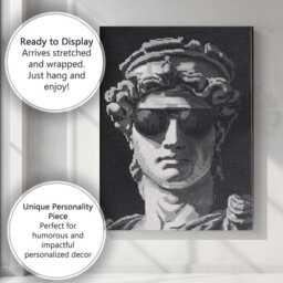Monochrome Pixel Art Portrait With Aviator Goggles Retro Digital Illustration Canvas Wall Print Decor Picture Ready To Hang - thumbnail 3