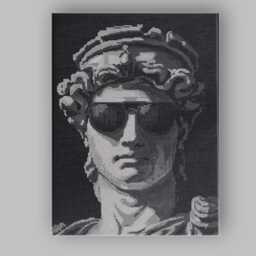 Monochrome Pixel Art Portrait With Aviator Goggles Retro Digital Illustration Canvas Wall Print Decor Picture Ready To Hang - thumbnail 1