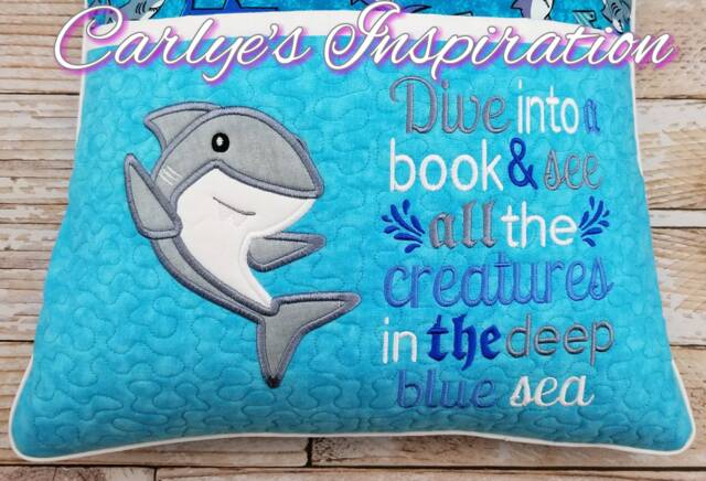 Shark Deep Blue Sea Bundle Storybook Pillow Designs - 5x7 Design Includes 2 Digital Designs Applique Animal Nautical - image 1