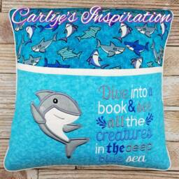 Shark Deep Blue Sea Bundle Storybook Pillow Designs - 5x7 Design Includes 2 Digital Designs Applique Animal Nautical - thumbnail 2