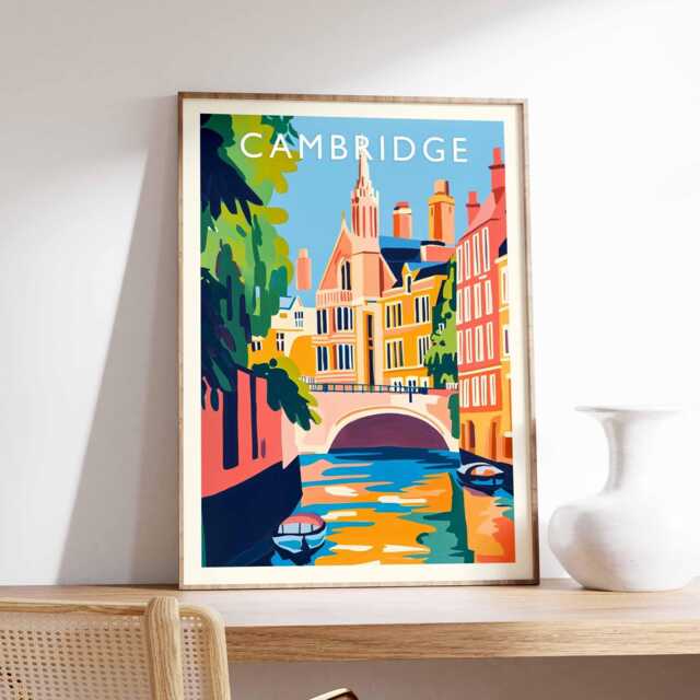 Cambridge England Poster UK Travel Wall Art, University Town Decor - image 1