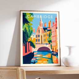 Cambridge England Poster UK Travel Wall Art, University Town Decor - thumbnail 1
