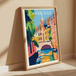 Cambridge England Poster UK Travel Wall Art, University Town Decor - thumbnail 3