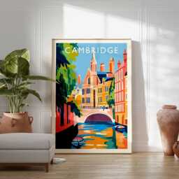 Cambridge England Poster UK Travel Wall Art, University Town Decor - thumbnail 2