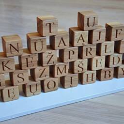 32 Lithuanian Wood Alphabet Blocks Abc Letter Learning Toy Personalized Baby Shower Or Birthday Gift - thumbnail 4