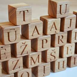 32 Lithuanian Wood Alphabet Blocks Abc Letter Learning Toy Personalized Baby Shower Or Birthday Gift - thumbnail 3