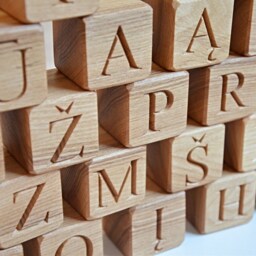 32 Lithuanian Wood Alphabet Blocks Abc Letter Learning Toy Personalized Baby Shower Or Birthday Gift - thumbnail 2