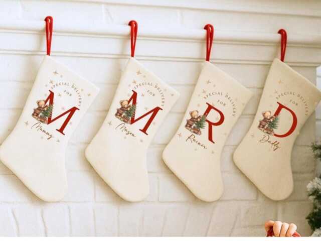 Personalised First Christmas Sack & Stockings, Bear Stockings Gift For Kids, Xmas Eve Sack, My Christmas, Present - image 1