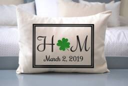 Shamrock Pillow, Irish 2nd Anniversary Personalized Pillow Wedding Newlywed Good Luck Gift