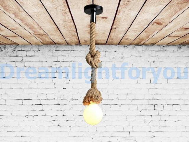 Hemp Rope Pendant Light Manila Jute Kitchen Chandelier Modern Loft Vintage Lighting Rustic Style - image 1