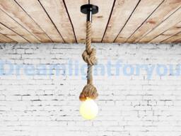 Hemp Rope Pendant Light Manila Jute Kitchen Chandelier Modern Loft Vintage Lighting Rustic Style - thumbnail 1