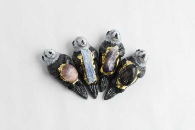 Choose Your Sea Otter Talisman Amethyst, Kyanite, Aura Quartz, Aventurine, Rose Quartz - image 1