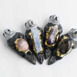 Choose Your Sea Otter Talisman Amethyst, Kyanite, Aura Quartz, Aventurine, Rose Quartz - thumbnail 2