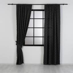 Black Pom Curtains - Custom Linen Look Drapes With Blackout Option - thumbnail 2