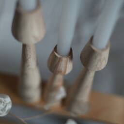 Handmade Beech Wood Candlestick Set Scandinavian Rustic Home Decor - thumbnail 3