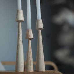 Handmade Beech Wood Candlestick Set Scandinavian Rustic Home Decor - thumbnail 4