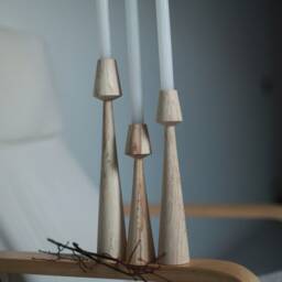 Handmade Beech Wood Candlestick Set Scandinavian Rustic Home Decor - thumbnail 2