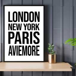 Aviemore Iconic Bold Town Scotland Print Poster - Fife Gift Bespoke A5 A4 A3 Framed Or Unframed - thumbnail 3