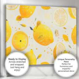Playful Lemon Fruit Repeat Pattern Illustration Canvas Wall Art Print Decor Picture Ready To Hang - thumbnail 3