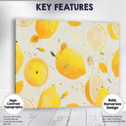 Playful Lemon Fruit Repeat Pattern Illustration Canvas Wall Art Print Decor Picture Ready To Hang - thumbnail 1
