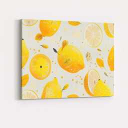 Playful Lemon Fruit Repeat Pattern Illustration Canvas Wall Art Print Decor Picture Ready To Hang - thumbnail 4