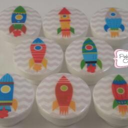 Rockets Space Knobs Chevron Boys Drawer Pulls Kids Nursery Room Decor Kids Art Gray Blue Green Orange - thumbnail 2