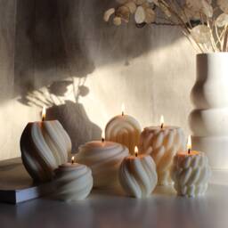 Decorative Candle, Swirl Rope Round Rainbow Arch Aesthetic Candles, Minimalist Home Decor - thumbnail 2
