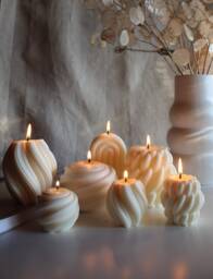 Decorative Candle, Swirl Rope Round Rainbow Arch Aesthetic Candles, Minimalist Home Decor - thumbnail 1